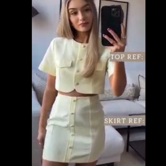 Zara Linen Blend Light Yellow Mini Skirt NWT - Picture 2 of 7